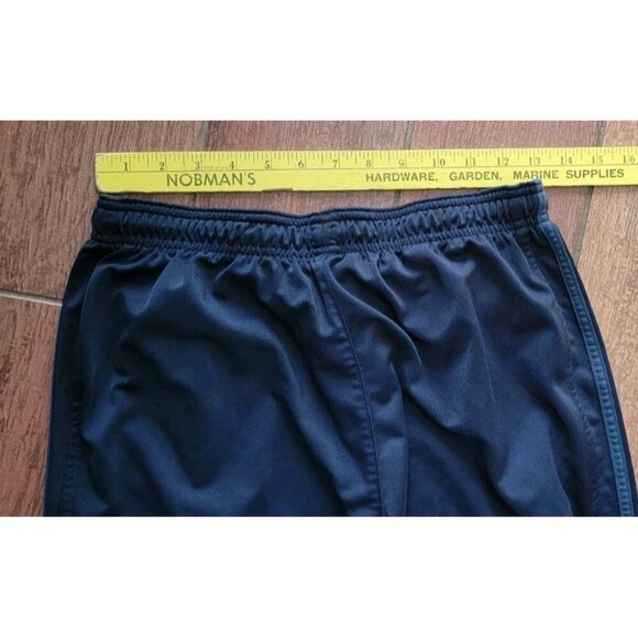 Adidas Warm Up Track Pants Large Prime Green 3 Stripes Drawstring Ankle Zip Navy - Picture 8 of 10